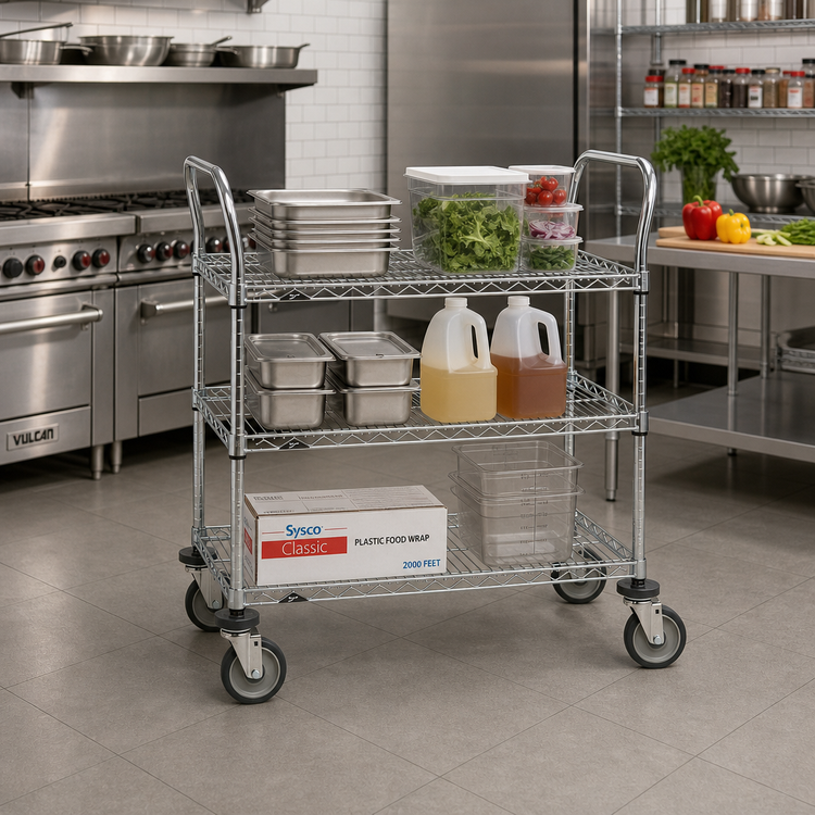 Product image #2 for Metro Super Erecta 3-Shelf Heavy Duty Chrome-Plated Utility Cart, 36 x 21 x 39 Inches