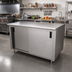 Thumbnail image #2 for Advance Tabco Special Value Series 72 Inch x 24 Inch Enclosed Stainless Steel Work Table with Cabinet Base and Sliding Doors