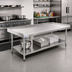 Thumbnail image #2 for Omcan Stainless Steel Equipment Stand with Undershelf, 72 Inch W x 30 Inch D, 2-Inch Rear and Side Upturn