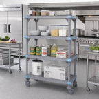 Thumbnail image #2 for Quantum Millenia QPM214874VS-4 Mobile Gray Polymer Shelving Starter Unit, 48 x 21 x 74 Inches, 4 Open Grid Shelves