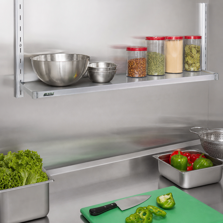 Product image #2 for Eagle Group 18-Gauge Solid Galvanized Shelf with Marine Edge, 24 x 14 Inches, 600 lb. Capacity
