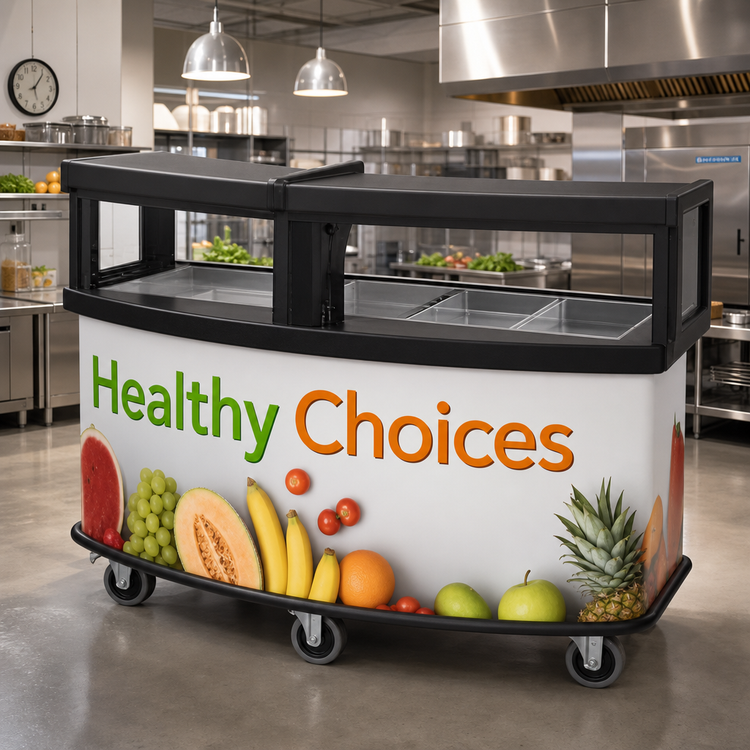 Product image #2 for Cambro 75-Inch Vending Cart with Safety Barrier, Open Well, Black Strip Wrap