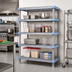 Thumbnail image #2 for Quantum Millenia 72-Inch W x 21-Inch D x 62-Inch H Polymer Shelving Unit with 4 Open Grid Shelves and Dunnage Stand