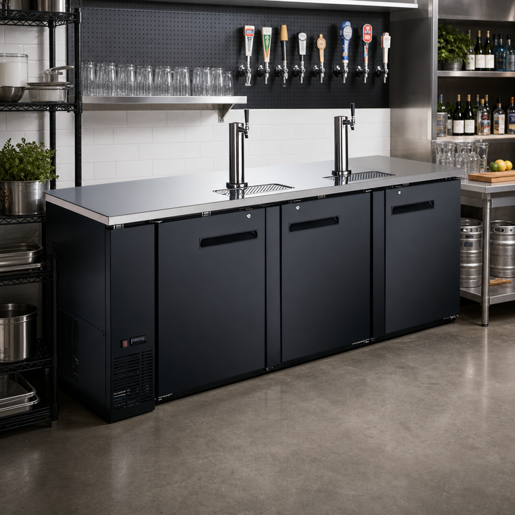 Product image #2 for Three-Section Draft Beer Cooler/Kegerator with 2 Dispensers, 32 Cu. Ft., 5 Half-Barrel Keg Capacity
