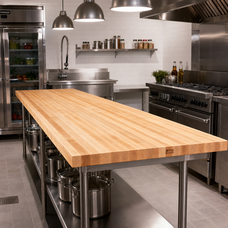 Product image #2 for Boos Block Edge Grain Northern Hard Rock Maple Kitchen Countertop, 132 x 30 x 1-1/2 Inch, Varnique Finish