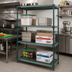 Thumbnail image #2 for Quantum WR63-2460WPM 4-Tier Stationary Wire Plastic Mat Shelving Unit, 60 x 24 x 63 Inches, Green Epoxy