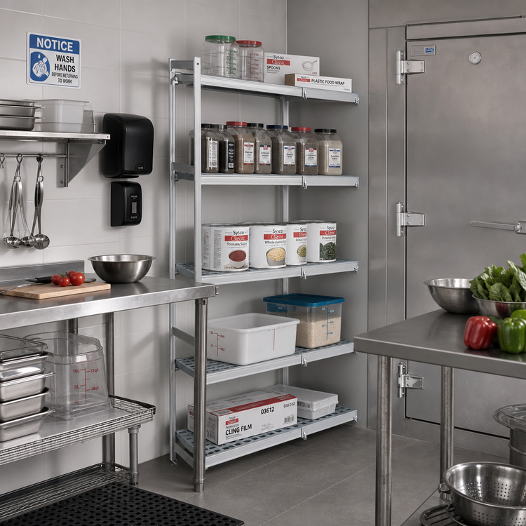 Product image #2 for Fermostock 5-Shelf Corner Expansion Polymer Shelving Unit, 83 Inch H x 26 Inch W x 22 Inch D
