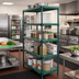 Thumbnail image #2 for QuadPlus 5-Tier Stationary Wire Shelving Starter Unit with Mixed Shelf Mats, 36W x 21D x 74H, Green Epoxy Finish