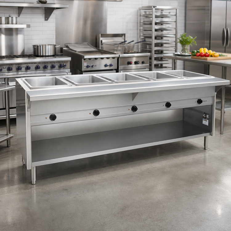 Product image #2 for Spec-Master HT5OB-LP 79" Five Pan Liquid Propane Dry Hot Food Table with Open Base