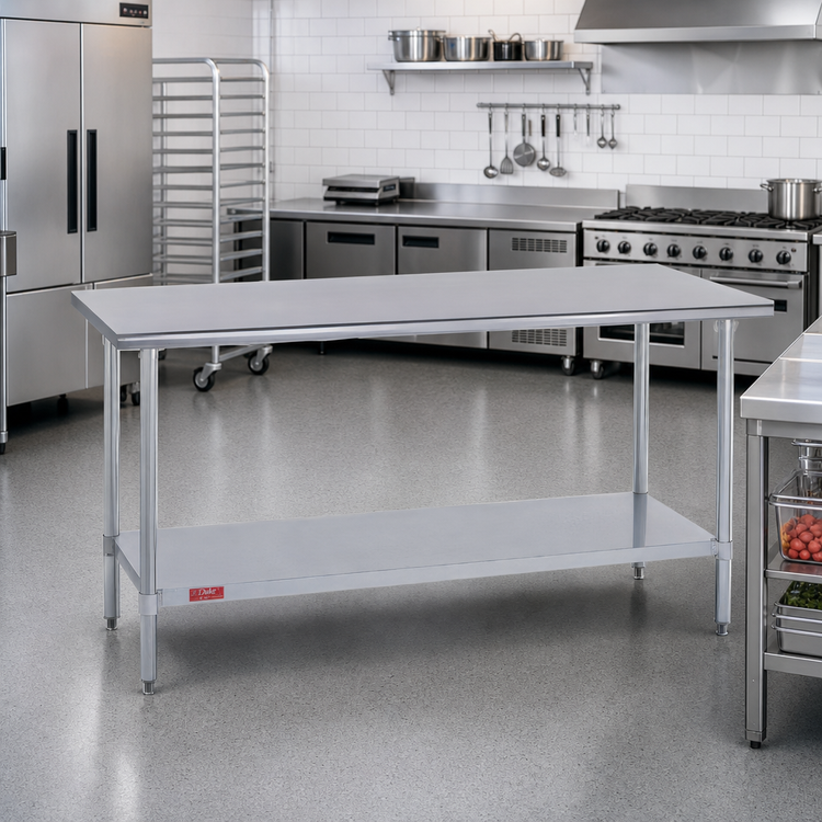 Product image #2 for Duke Stainless Steel Work Table with Undershelf and Posts, 108 x 30 x 36 Inches, Flat Top Without Backsplash