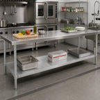 Thumbnail image #7 for John Boos GSK6-36144 144-Inch x 36-Inch 16-Gauge Galvanized Steel Work Table Undershelf