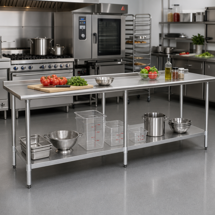 Product image #2 for Eagle Deluxe Series 144-Inch x 24-Inch Stainless Steel Work Table with Rear Upturn and Adjustable Undershelf