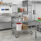 Thumbnail image #2 for Metro Super Erecta AST35DC Standard-Duty Slanted Shelf Cart, 36 x 24 x 59 in, 3 Shelves, Chrome-Plated, 4 Casters