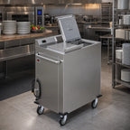 Thumbnail image #2 for Dinex DXPSBH2PWB Mobile Convection Plate and Wax Base Heater/Dispenser, Dual-Silo, 304 Stainless Steel, 2 Compartments