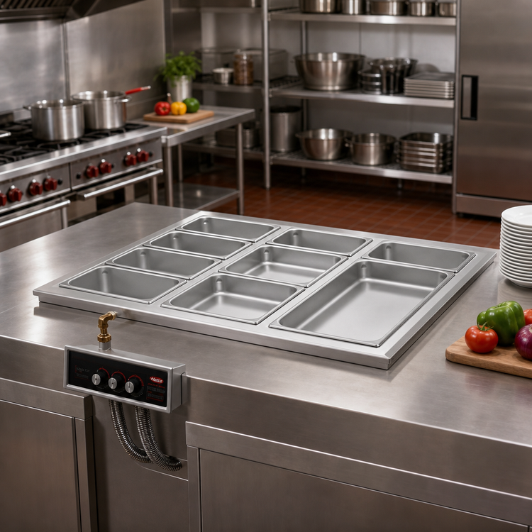 Product image #2 for Hatco HWBI43-4MA Drop-In Modular/Ganged Heated Well, 4-Pan 4/3-Size Capacity, Manifold Drain & Auto-Fill