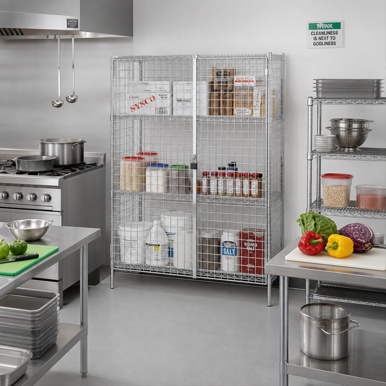 Product image #2 for Metro Super Erecta Stationary Chrome-Plated Wire Security Cage, 62-1/2 x 27-1/4 x 66-13/16 Inches