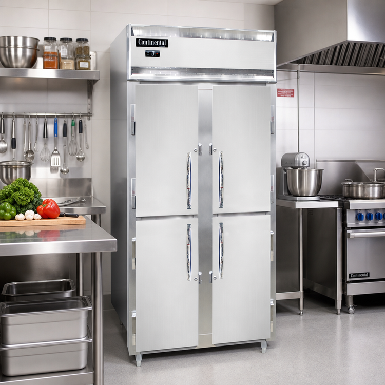 Product image #2 for Continental Refrigerator Designer Slim Line Two-Section Reach-in Freezer with Half-Height Solid Doors