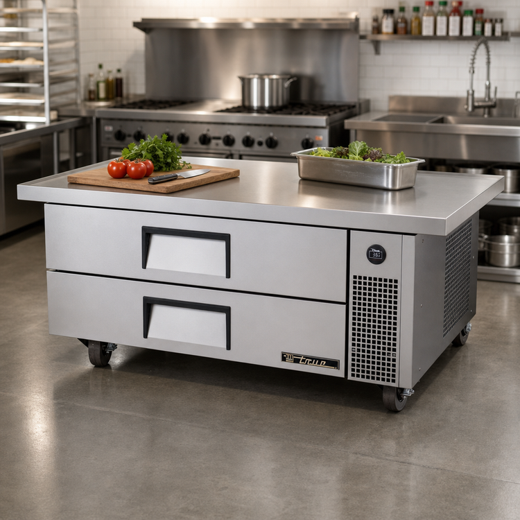 Product image #2 for True 60-Inch Refrigerated Chef Base with 2 Drawers and Stainless Steel Top