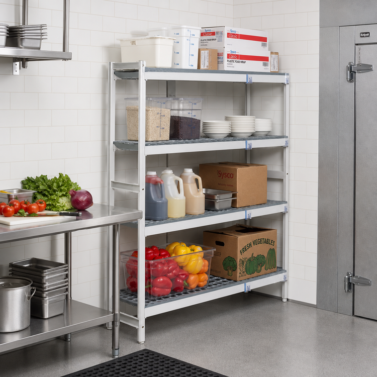 Product image #2 for Fermostock 4-Tier Corner Expansion Polymer Shelving Unit Kit, 83" H x 38" W x 22" D