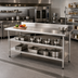 Thumbnail image #2 for 144-Inch x 30-Inch Adjustable 18-Gauge 304 Stainless Steel Work Table Undershelf