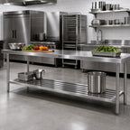 Thumbnail image #2 for John Boos JB06TCA 108" x 24" All-Welded Stainless Steel Work Table Dunnage Undershelf, 16-Gauge Type 300, Satin Finish