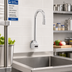 Thumbnail image #2 for ChekPoint Wall-Mount Touchless Electronic Faucet with Rigid Gooseneck and Thermostatic Mixing Valve