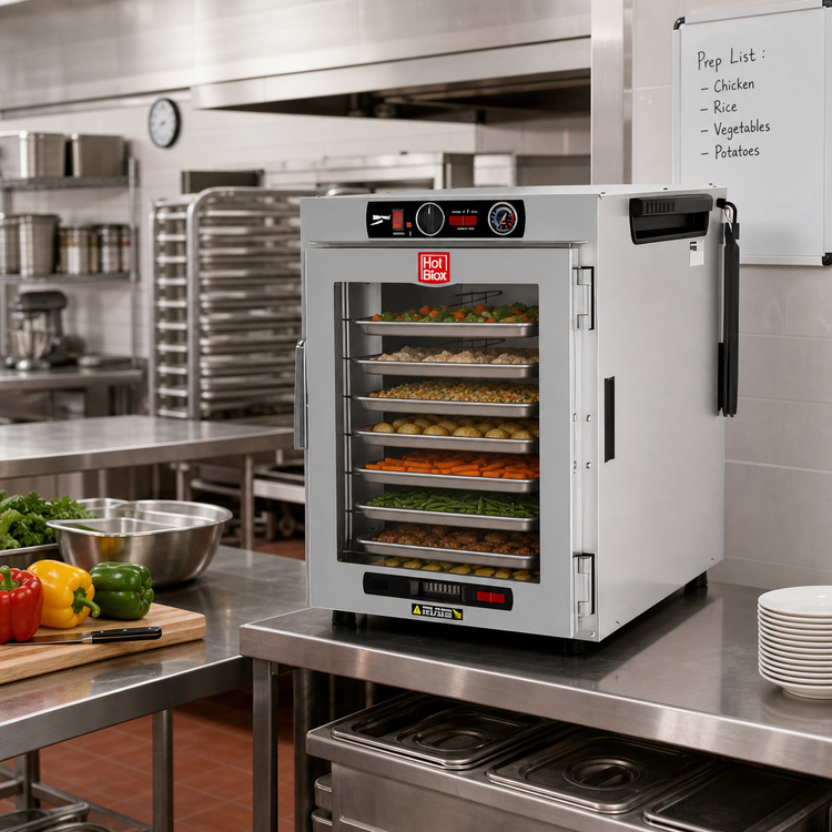 Product image #3 for Metro HotBlox™ Wide 8-Pan Pass-Thru Insulated Holding Cabinet with Clear Front Door and Solid Rear Door
