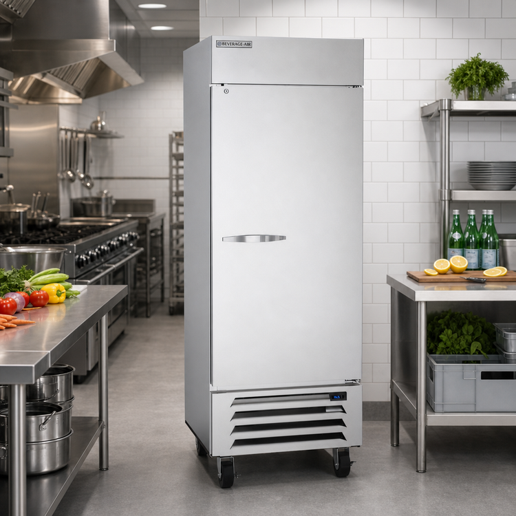 Product image #2 for Beverage-Air Horizon Series 25.97 Cu. Ft. One-Section Reach-In Refrigerator with Solid Locking Door and Bottom-Mounted Self-Contained Refrigeration