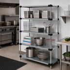 Thumbnail image #2 for Quantum WRS4-86-1448SS 4-Shelf Solid Stainless Steel Shelving Starter Kit, 48"W x 14"D x 86"H