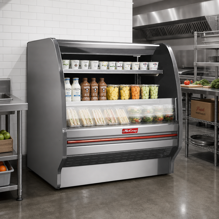 Product image #2 for Howard-McCray 40E Series 39-Inch Dairy Curved End Open Merchandiser, Self-Contained Refrigerated, Stainless Steel