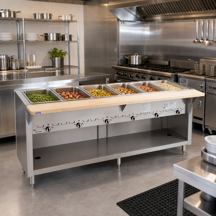 Product image #2 for Thurmaduke G-5-CBPG 5-Pan Full-Size Gas Dry Heat Commercial Steam Table