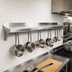 Thumbnail image #2 for John Boos Stallion 84-Inch Wall-Mount Pot Rack Shelf, 14-Gauge Stainless Steel, 7 Hooks