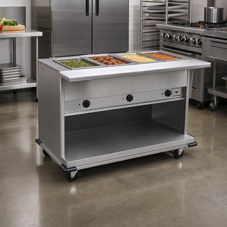 Product image #2 for Spec-Master PHT4CB-208-3 66-1/4" 4-Well Electric Portable Hot Food Table