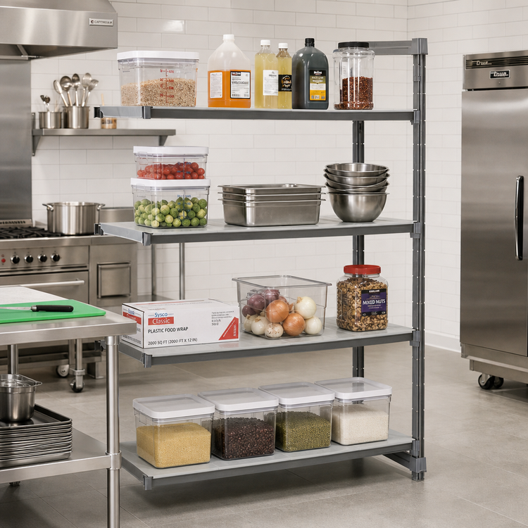 Product image #2 for Cambro Camshelving Basics Plus 4-Tier Solid Polymer Add-On Shelving Unit, 18 x 54 x 64 Inches