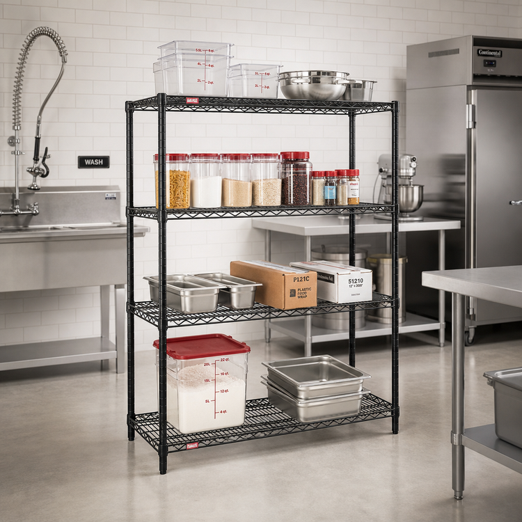 Product image #2 for Eagle Add-A-Shelf 4-Tier Wire Shelving Starter Unit, 48W x 14D x 63H, Black Epoxy