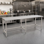 Thumbnail image #2 for Eagle Group Budget Series T24144STB 144"W x 24"D 430 Stainless Steel Flat Top Work Table, Open Base, Rolled Edges