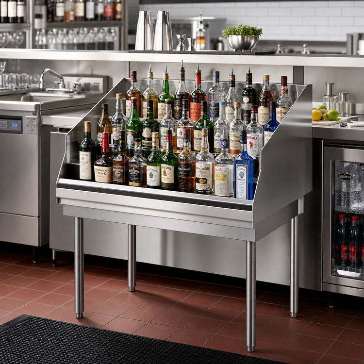 Product image #2 for Krowne Royal Series Freestanding Underbar Liquor Bottle Display Unit, 36"W x 24"D, 44-Bottle Capacity