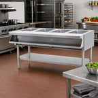 Thumbnail image #2 for Eagle Group SHT4-240-3 4-Well Sealed Well Electric Hot Food Table with Open Base, Stainless Steel, 63-1/2" W, 240V