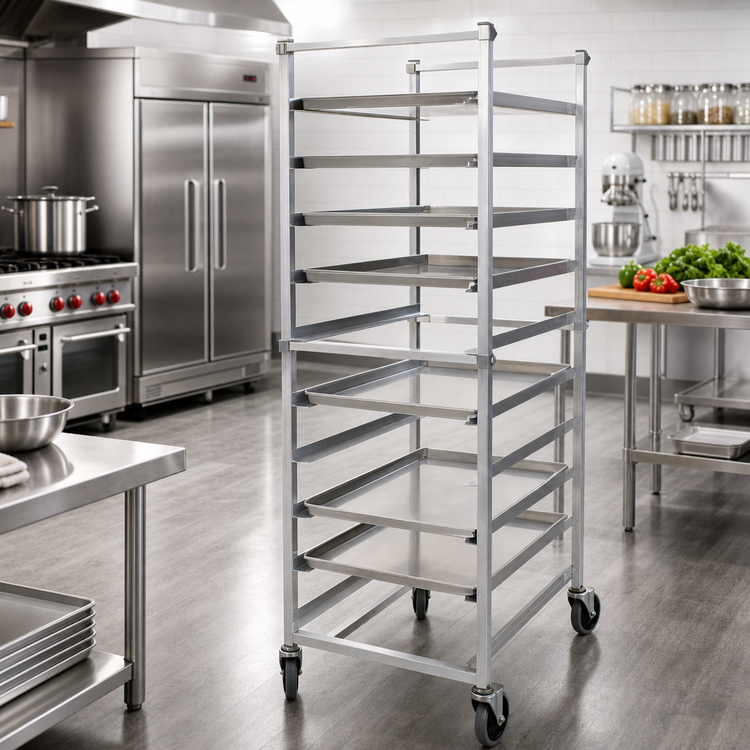 Product image #2 for Panco Mobile Full-Height Open-Sided Utility Rack with 18 Slides for 18 x 26-Inch Trays