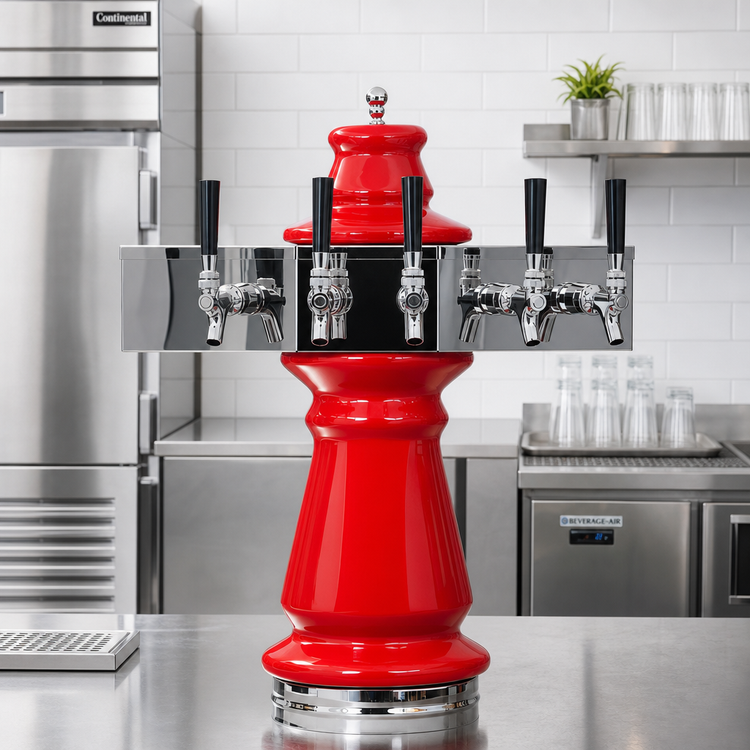 Product image #2 for Glastender Vienna 4-Faucet Draft Dispensing Tower, Mirror Finish, Glycol Cooled