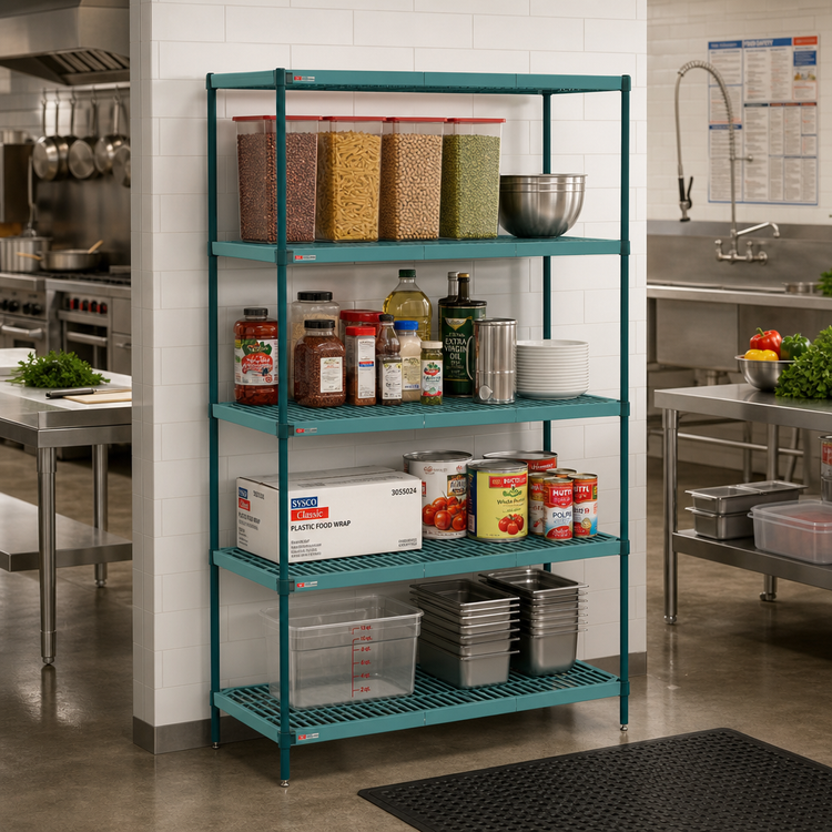 Product image #2 for Metro Super Erecta Pro Stationary 4-Shelf Louvered Polymer Starter Shelving Unit, 18" x 72" x 63"