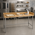 Thumbnail image #2 for Advance Tabco 96-Inch W x 30-Inch D Bakers' Table with 1-3/4-Inch Wood Top, 4-Inch Rear and Side Splashes, Stainless Steel Base