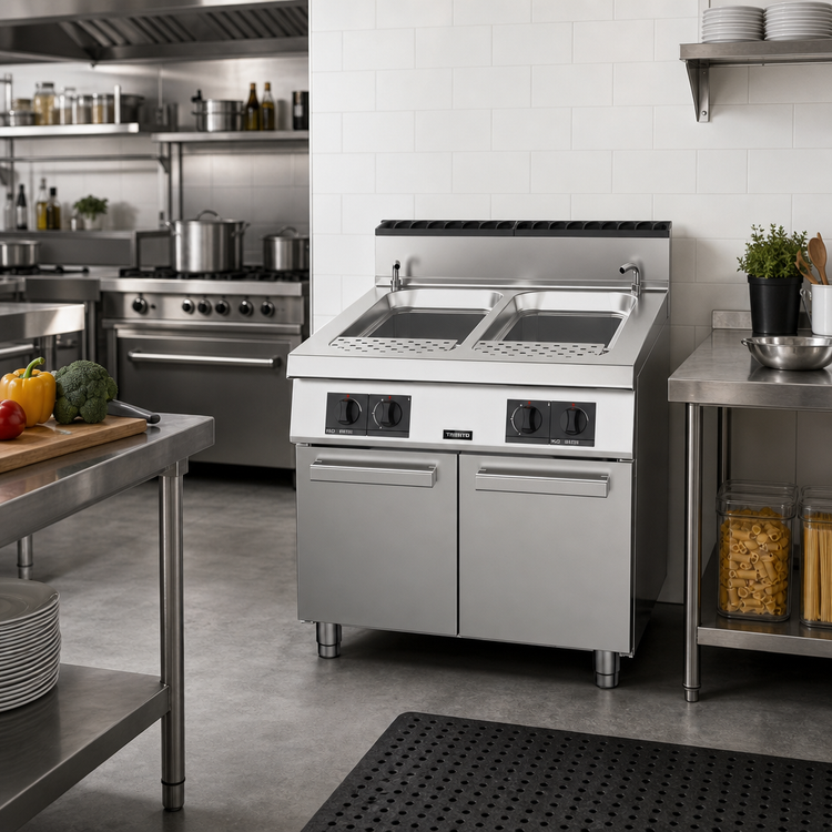 Product image #2 for Trento Natural Gas Double Tank Floor Model Pasta Cooker with 2 x 11.89-Gallon Tanks
