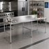 Thumbnail image #2 for 120-Inch x 24-Inch 18 Gauge 430 Stainless Steel Work Table with 5-Inch Backsplash and Open Galvanized Base