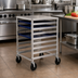 Thumbnail image #2 for Mobile Undercounter Aluminum Bun Pan Rack with Stainless Steel Top, 8-Pan Capacity