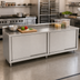 Thumbnail image #2 for John Boos 144-Inch x 36-Inch Stainless Steel Cabinet Base Work Table with Sliding Doors and 5-Inch Backsplash