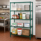 Thumbnail image #2 for Quantum WR74-2142P-5 Wire Shelving Starter Kit, 42" W x 21" D x 74" H, 5 Shelves, Green Epoxy Finish