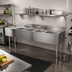 Thumbnail image #2 for Advance Tabco Special Value Series 4-Compartment Stainless Steel Bar Sink with Deck-Mount Faucets and Dual Drainboards, 84 Inch