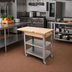 Thumbnail image #3 for John Boos Cucina Elegante 40 Inch x 20 Inch Mobile Maple Butcher Block Cart with Stainless Steel Shelves