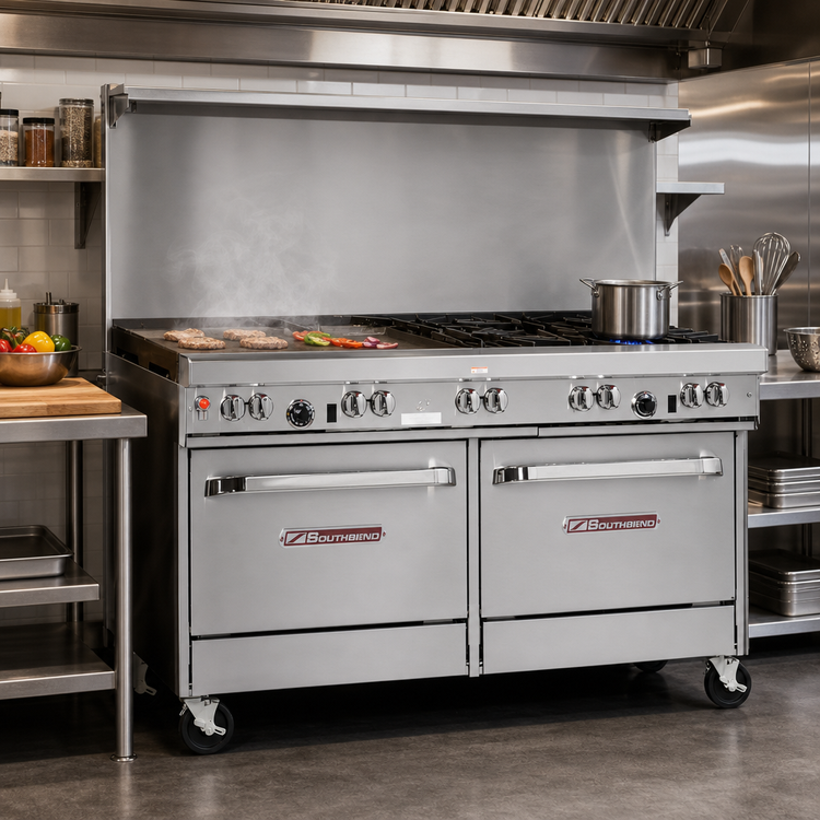 Product image #2 for Southbend Ultimate 60-Inch Gas Restaurant Range with 2 Open Burners, 48-Inch Griddle, and 2 Standard Ovens